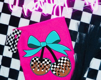 Checkered Cherries Graphic Tee