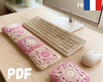 Wzór PDF na szydełkowy zestaw podpórek pod nadgarstki do klawiatury