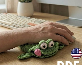 Frosch Maus Handgelenkstütze Häkelanleitung, Schreibtisch Accessoire (PDF)