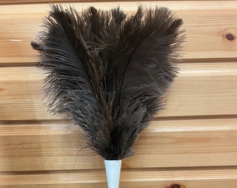 New soft ostrich feather duster 40grm feather head stained handle 60cm overall 