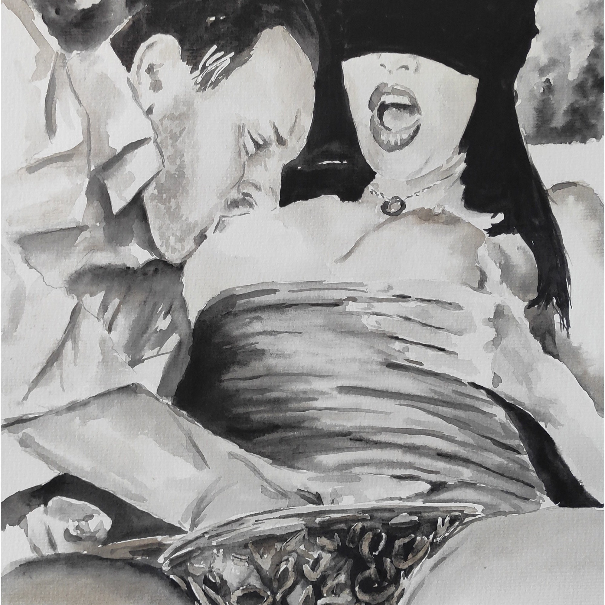 Original Watercolor Painting Erotic Painting Passion - Etsy