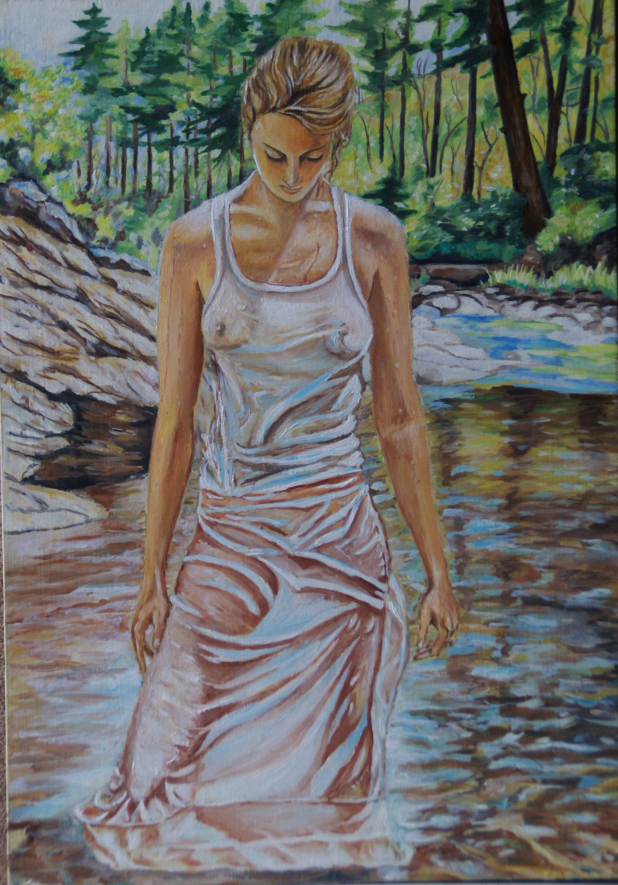 Naked Woman in the River Oil Painting Nude Oil Painting 83 - Etsy