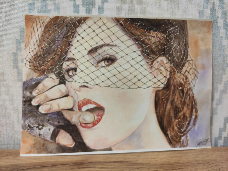 Female portrait Watercolor girl Watercolor artwork Portrait watercolor Series of 3 paintings: Female portrait 11.9 \u0445 8.3 inches