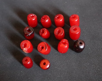 Bakelite Cherry Red Egg Yolk Marbled End of the Day Salt and Pepper Shakers