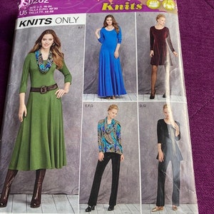 Simplicity S0282 Knit Dress, in Three Lengths, Tunic,  Pants and Cowl UNCUT SIZE 16-24
