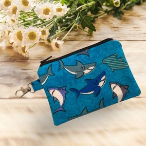 Porte-monnaie Shark pour enfants garçons filles, pochette, sac à main, fermoir onglet ou fermoir pivotant, peut contenir des cartes, de l'argent, des jouets, des clés, des écouteurs, cadeau