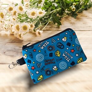 Sac à fermeture éclair super héros enfant garçon fille adulte, pochette pour pièce de monnaie, porte-monnaie, languette ajoutée ou fermoir pivotant, cadeau garçon fille fils