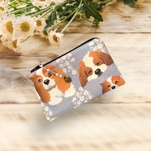 Porte-monnaie avec fermeture éclair Cavalier King Charles Spaniel, porte-monnaie, jolie tirette de perles, joli cadeau