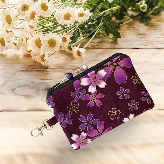 Japanese Themed Fabric Coin Change Purse Pouch Zipper Bag Card Holder Money Pouch Quilting Cotton Beaded Zipper Pull Swivel Clasp Etsy Canada