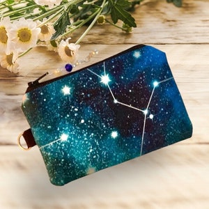 Porte-monnaie en tissu avec étoiles Constellation, pochette à fermeture éclair, languette, porte-bouton d'oreille pour carte, astronome, adulte, enfant, garçon, fille, adolescent, fils