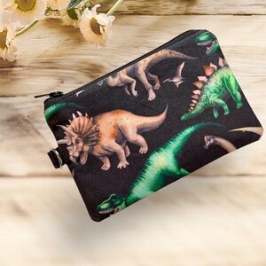 Porte-monnaie dinosaure, petit sac à fermeture éclair, peut contenir des cartes-cadeaux, écouteurs-boutons, clés, jouets, argent, languette supplémentaire, cadeau pour garçon fils fille enfants, enfants