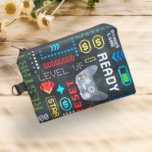 Porte-monnaie, sac à fermeture éclair pour enfants, garçons, filles, adultes, joueurs, tissu pour jeux vidéo, porte-cartes, porte-oreillettes, cadeau