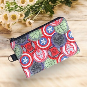 Sac à fermeture éclair, porte-monnaie, boucliers super-héros pour enfant, garçon et fille, languette ou fermoir à attacher au sac à dos, cadeau fils fille