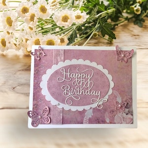 Carte d'anniversaire 3D assez élégante pour femme, ami, petite amie, maman, mère, épouse, grand-mère, soeur, fille, dame, fait main