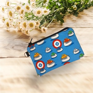 Pochette pour curling, porte-monnaie, portefeuille, sac à fermeture éclair, languette ajoutée ou fermoir pivotant, cadeau pour enfants adultes bigoudis, tirette en option