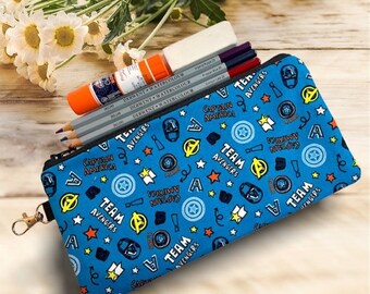 Pencil Case Zipper Bag-Super Hero,For Kids and Children, Pouch, Tab, Holds School or Art Supplies, Toys, Cards, Toiletries- Gift  Boys Girls