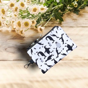 Porte-monnaie pingouin, sac à fermeture éclair, porte-cartes, pochette à monnaie, languette ajoutée ou fermoir pivotant, cadeau femme maman soeur femme garçon fille fils fille