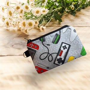 Pochette à fermeture éclair pour jeu vidéo, porte-cartes, porte-monnaie, pochette, support pour capsules d'air, cadeau pour garçon fils Gamer fille fille adulte adolescent languette ajoutée