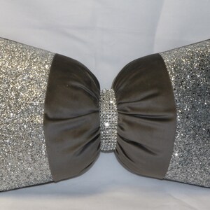 Cushion. Premium Purple Velvet Silver Glitter Bow