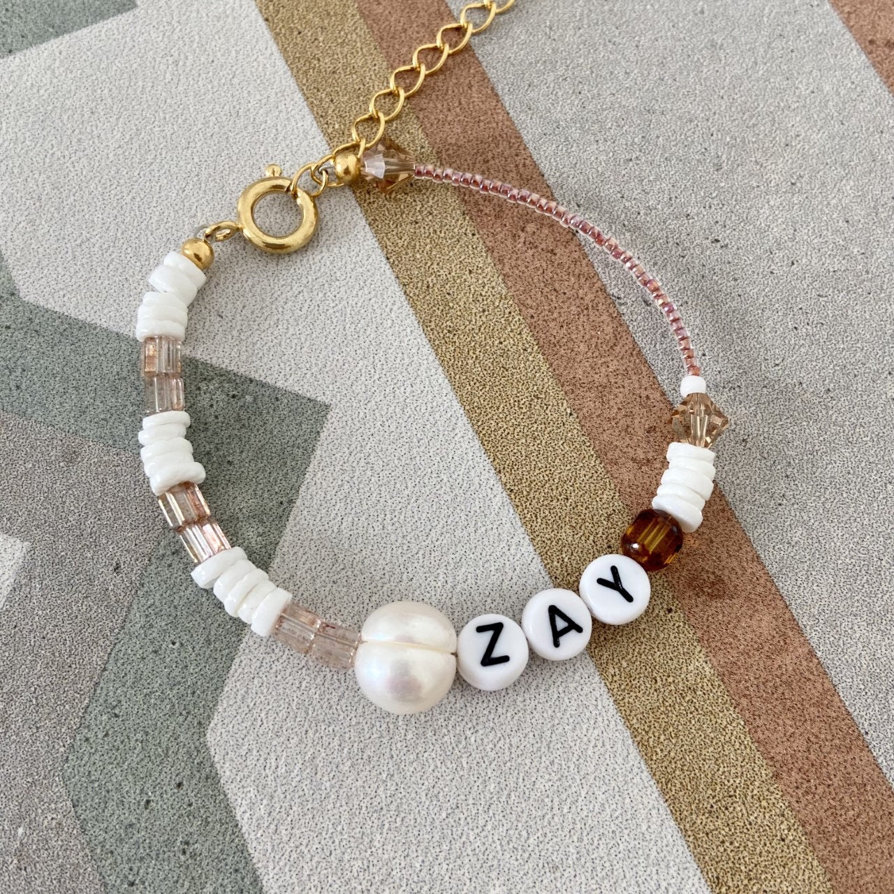 Handmade Personalised Alphabet Bracelet NATURAL Etsy