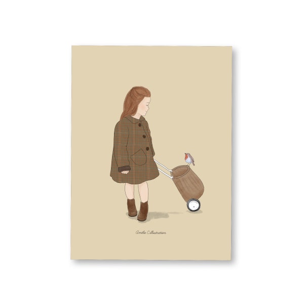 Little Girl with the Robin Card