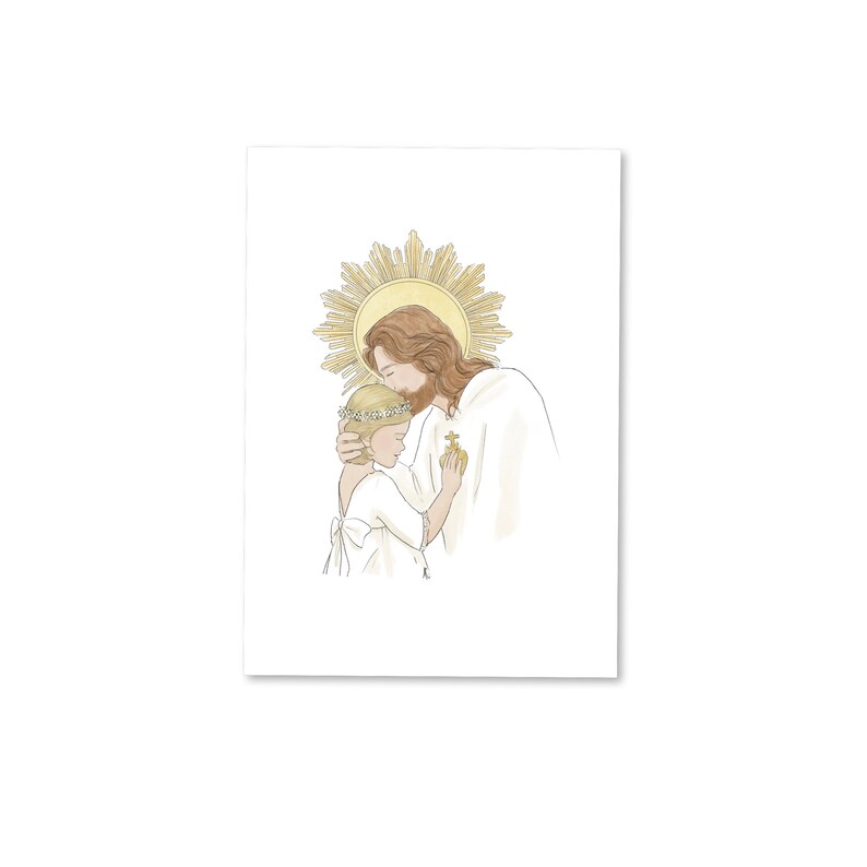 Carte communion fille cœur à cœur Blonde