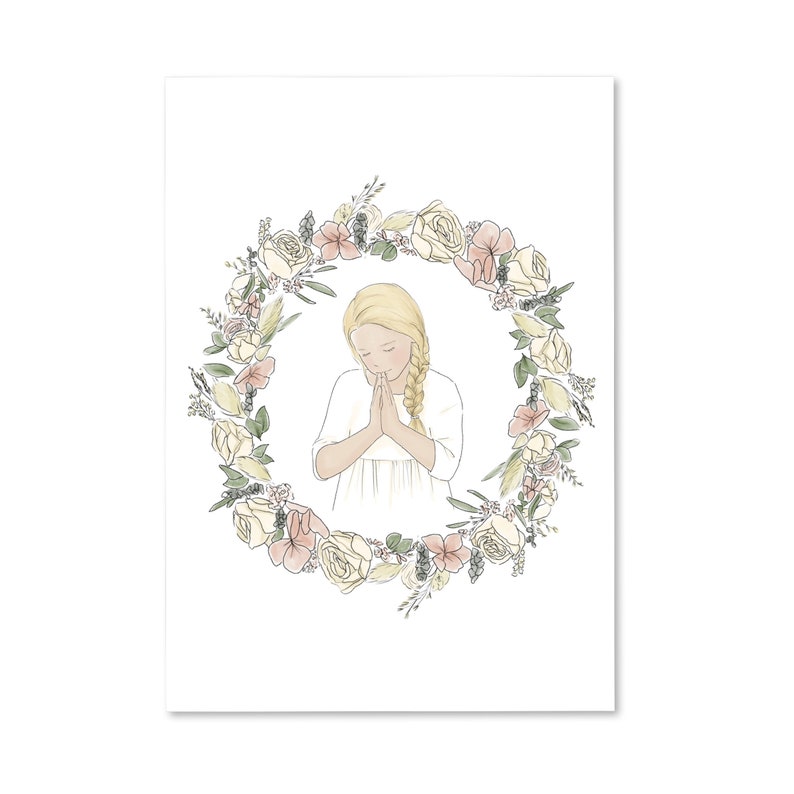 Carte Première Communion fillette à la couronne Blonde