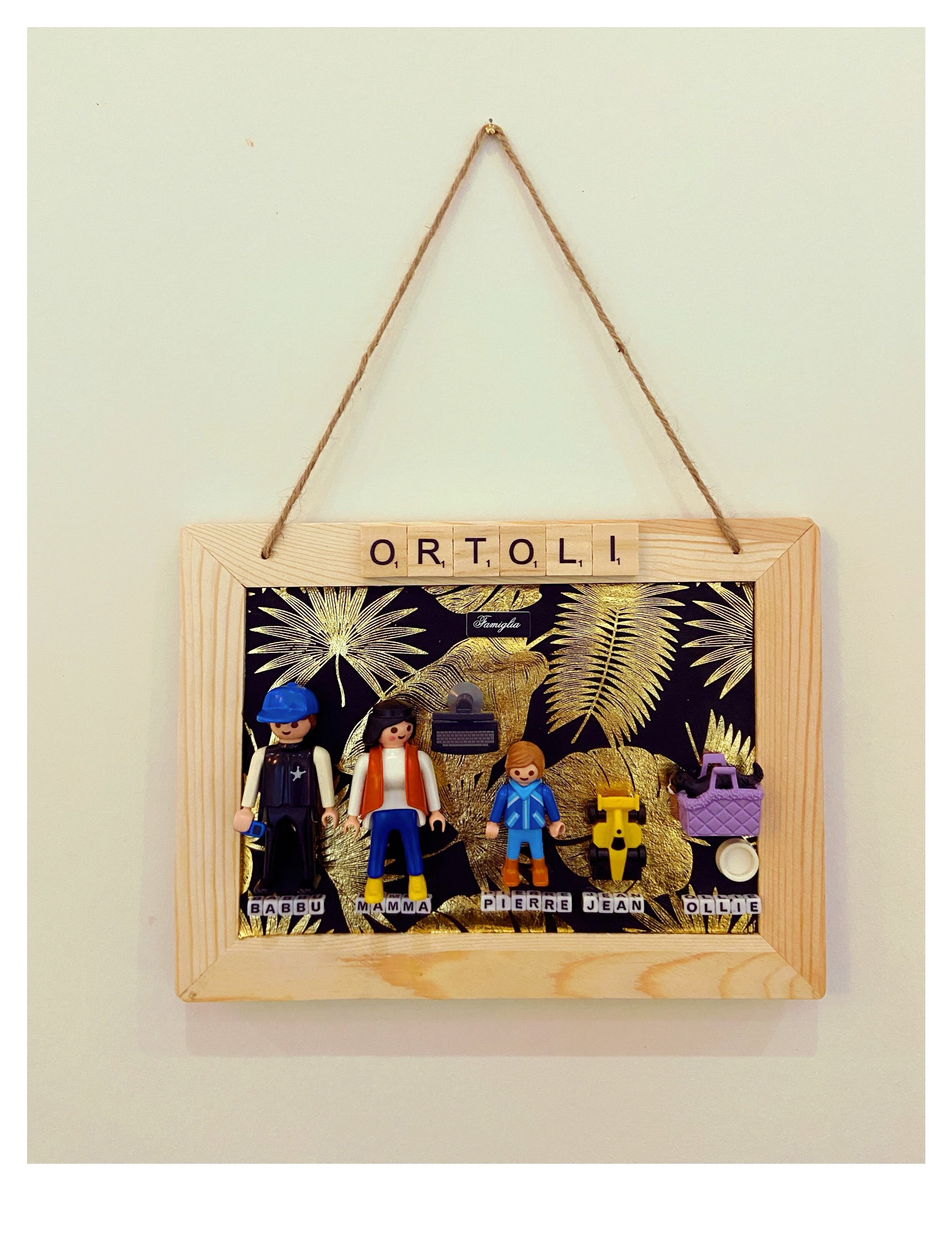 Ardoise Famille 4 Playmobils | Fond de Votre Choix