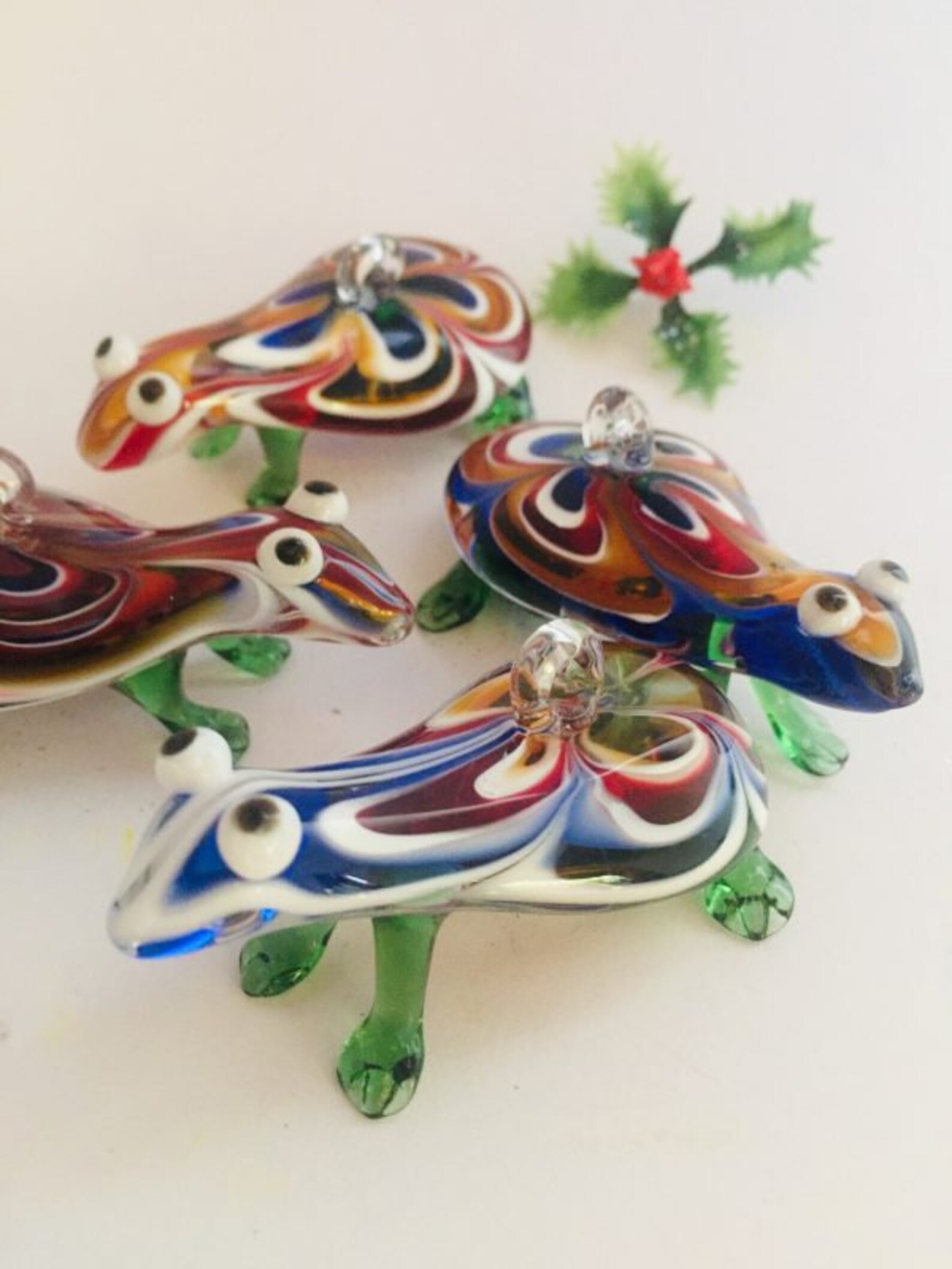 blown glass animal ornaments