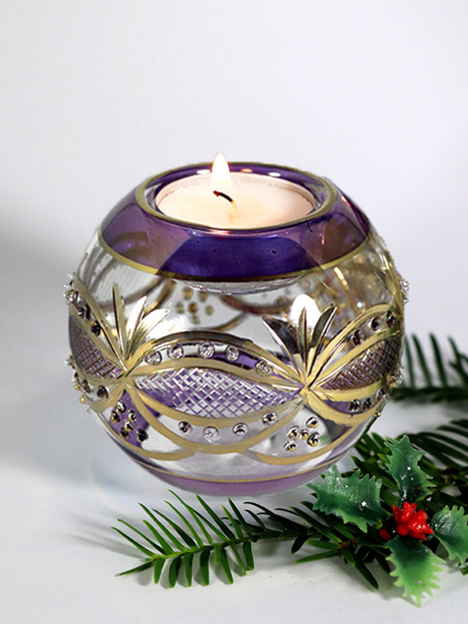 Vintage Inspired Victorian Candle Raised Garland Glass Hand Etsy