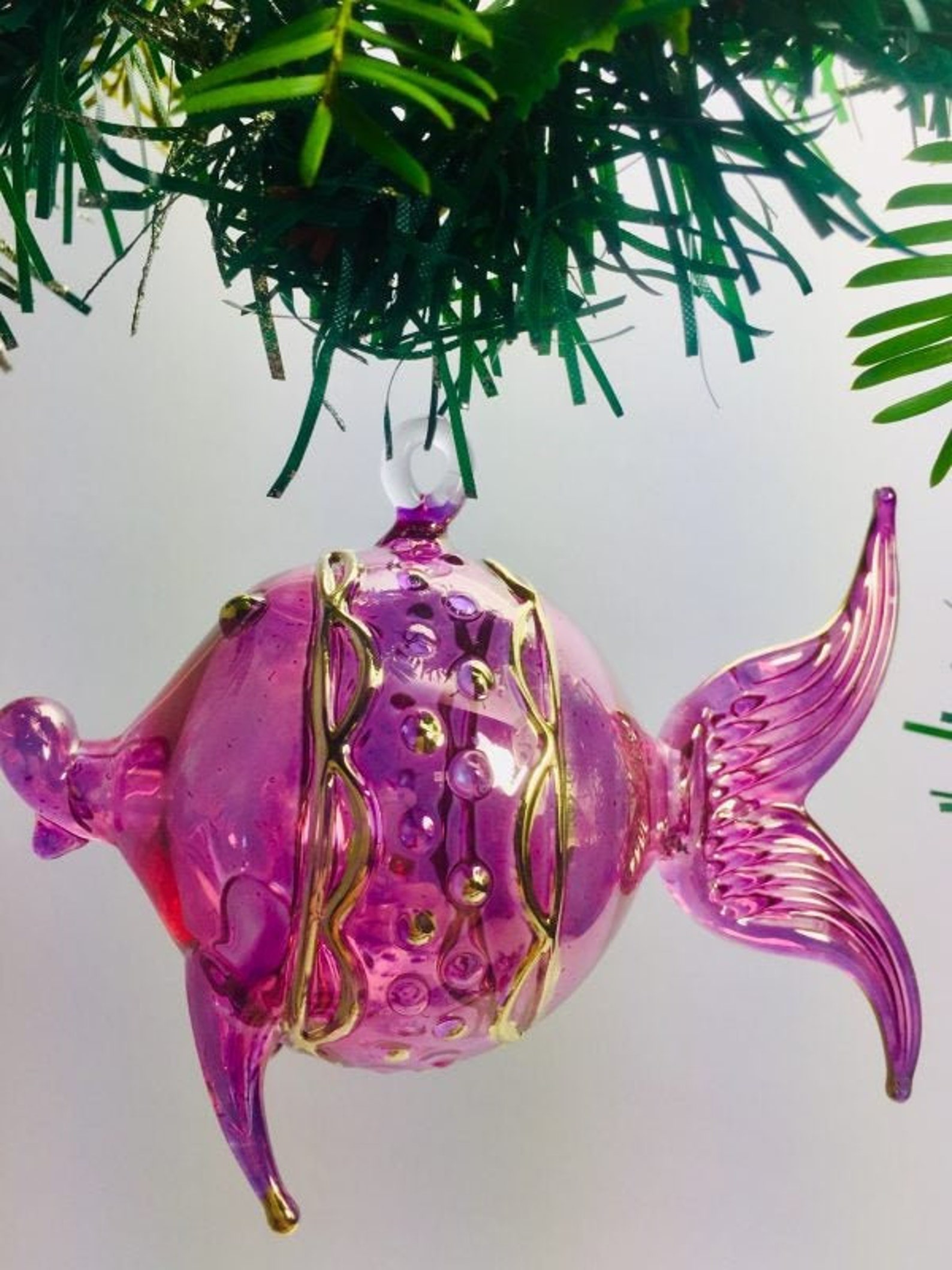 PUFFER FISH Glass Bauble Ornament / Vintage Decoration in Etsy