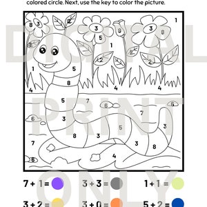 Addition Color By Number Worksheet