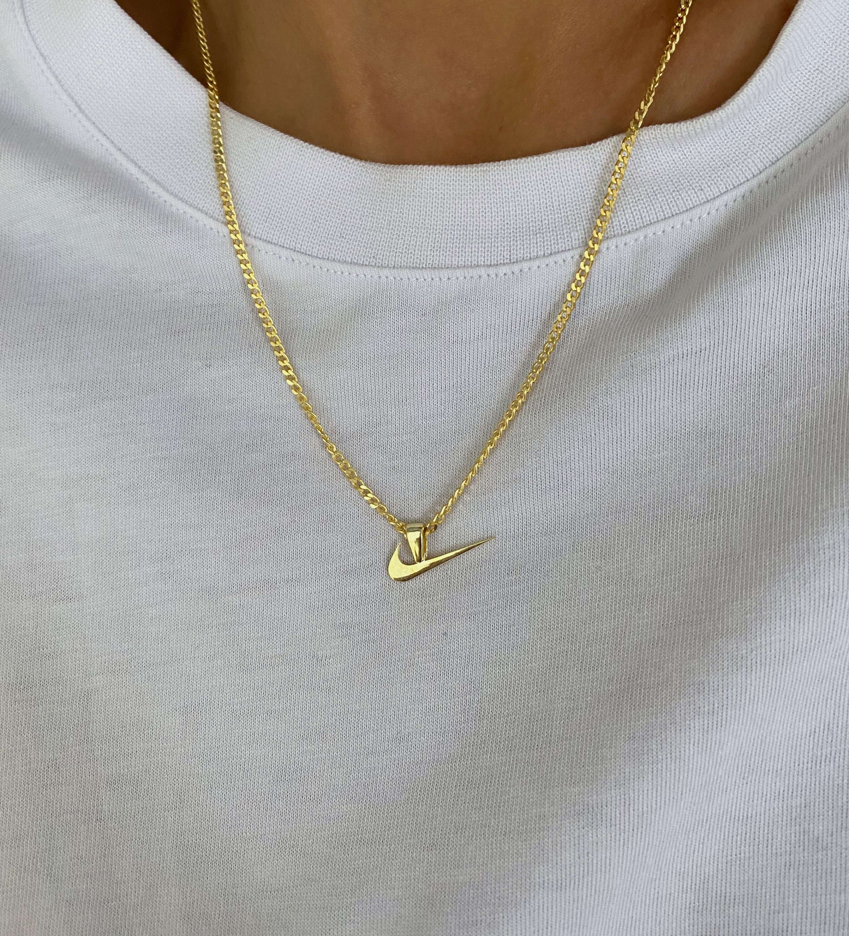 925 Sterling Silver Nike Logo Necklace Etsy