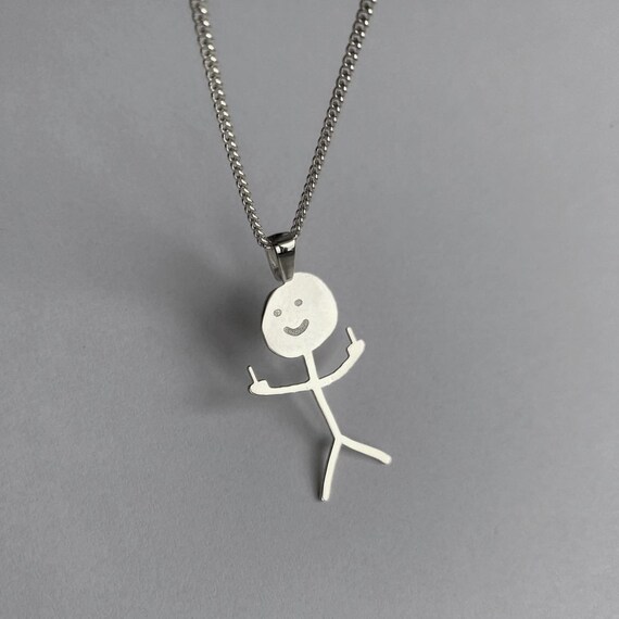 925 Silver Fck You Doodle Necklace Hand 