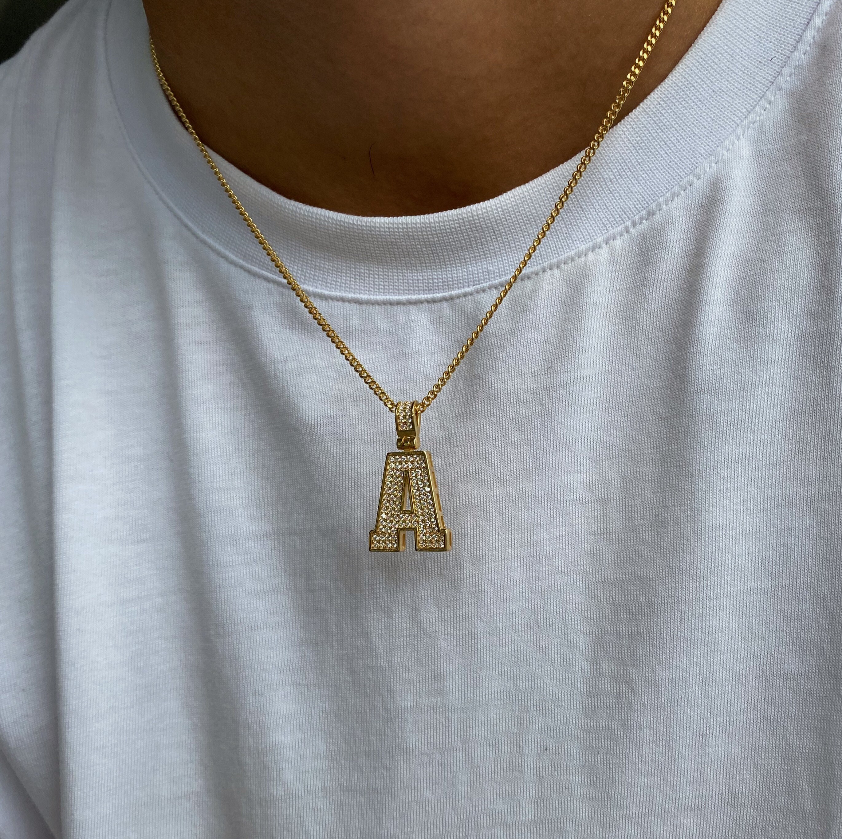 925 Silver / Iced Out Initial Necklace 