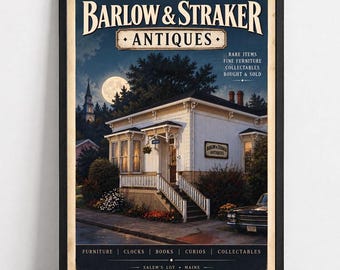 Barlow & Straker Antiques Poster | Salem’s Lot Inspired Vampire Horror Print (Unframed)