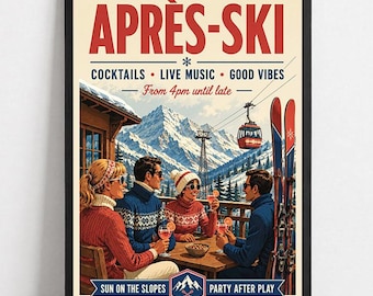 Après-Ski Poster | Retro Alpine Wall Art, Ski Lodge Decor (Unframed)