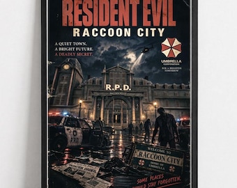 Resident Evil Poster | Raccoon City Horror Gaming Print | RPD Wall Art (Unframed)