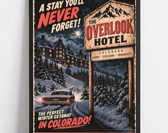 The Shining Overlook Hotel Poster | Retro Horror Travel Print (Unframed)