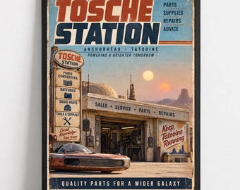 Tosche Station Tatooine Poster | Retro Star Wars Garage Art (Unframed)