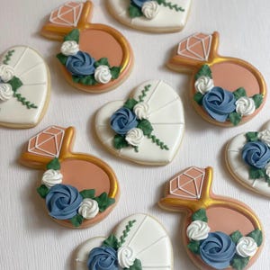 One dozen Wedding Bridal Shower Cookies with Royal Icing