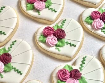 Wedding Bridal Shower Sugar Cookies with Royal Icing One dozen