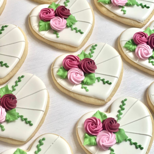 Wedding Bridal Shower Sugar Cookies with Royal Icing One dozen