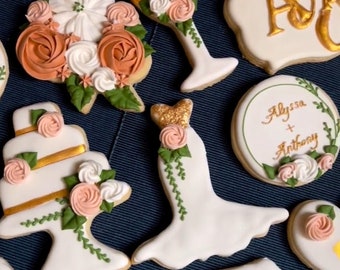Custom Wedding Bridal Shower Sugar Cookies with Royal Icing
