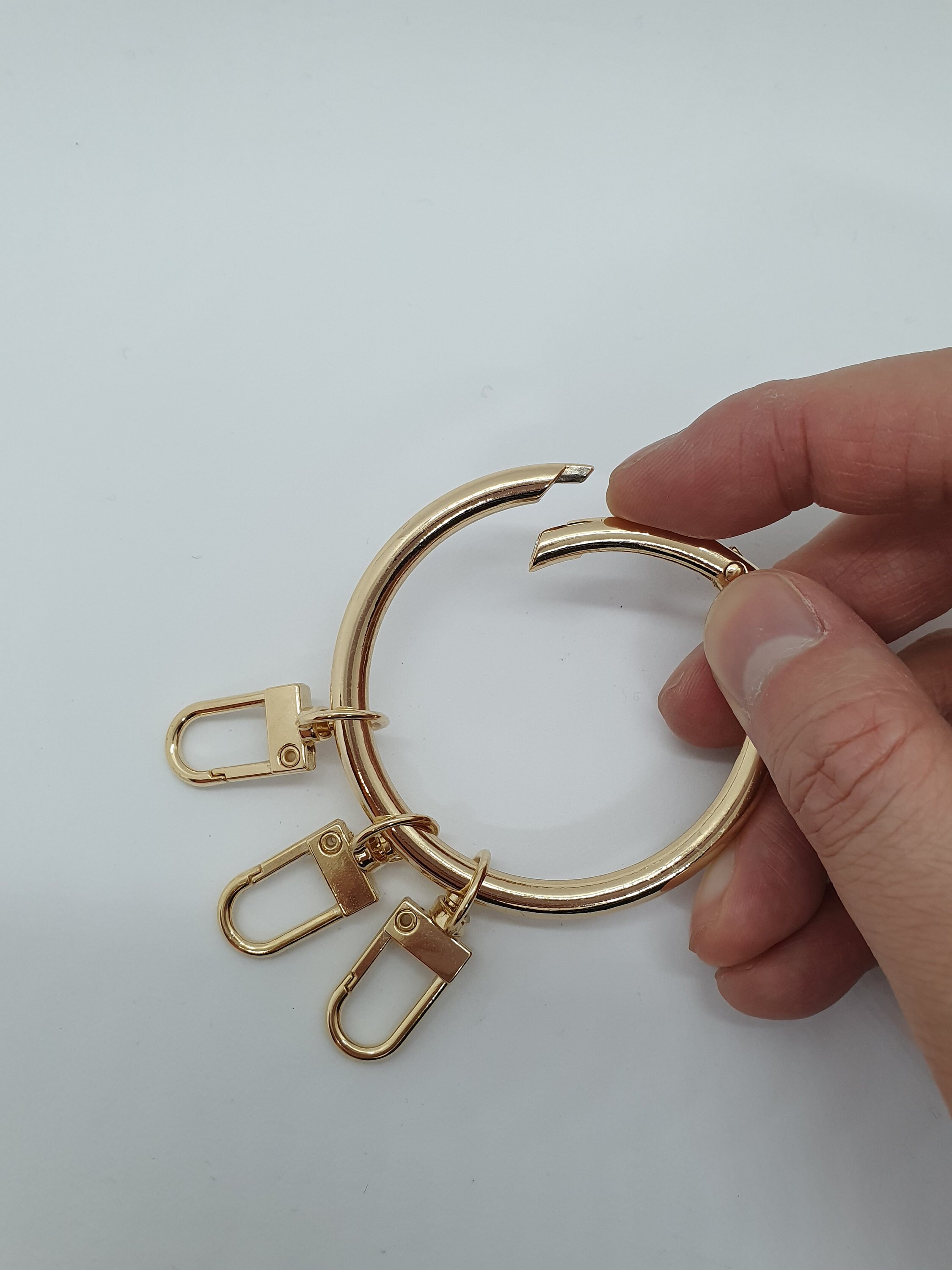 Gold Keyring Holder with 3 keychains Medium Size Etsy