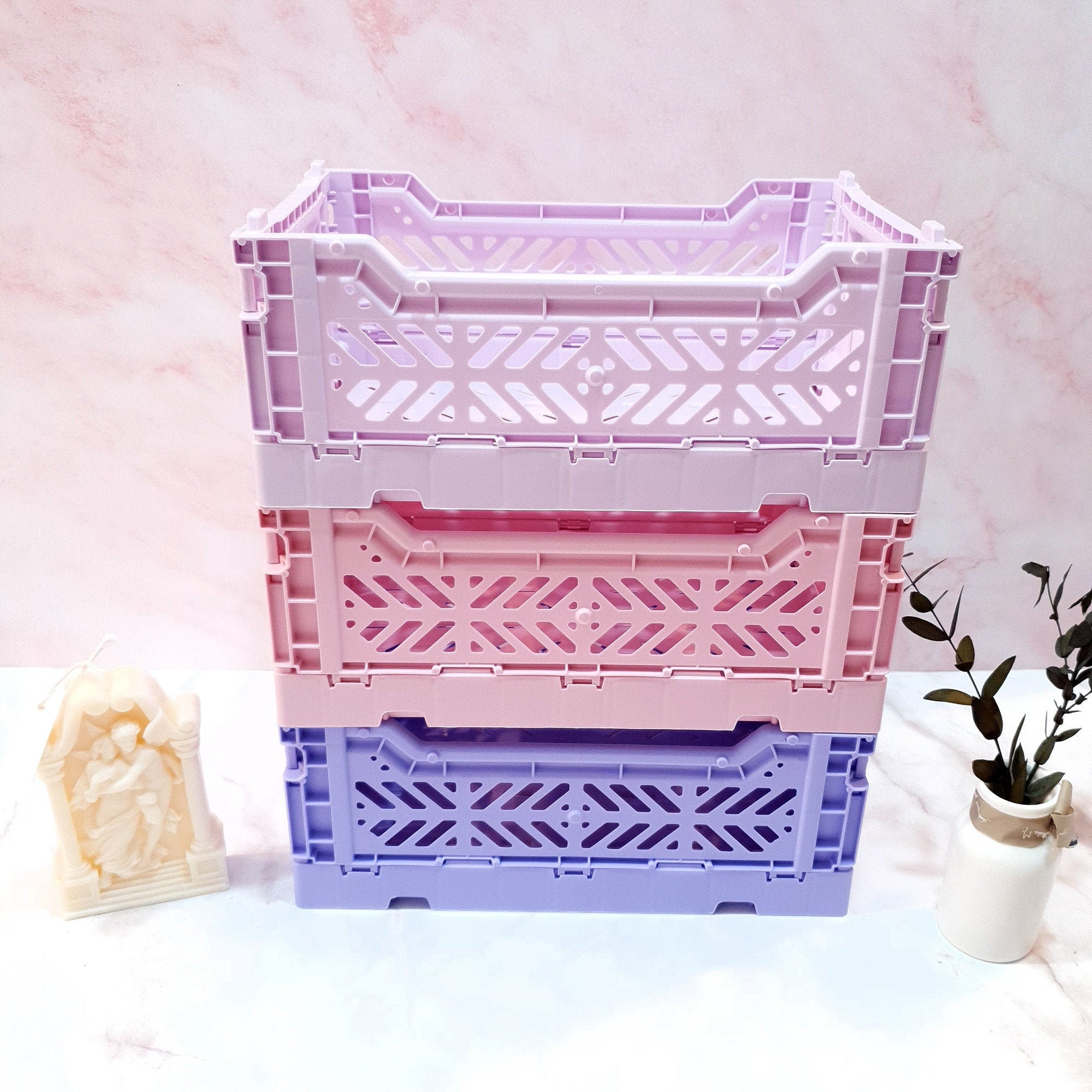 Pastel Foldable Storage Crates Box Stackable Storage Basket Etsy