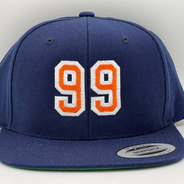 Edmonton Oilers Wayne Gretzky 99 GOAT Yupoong SnapBack Hat.