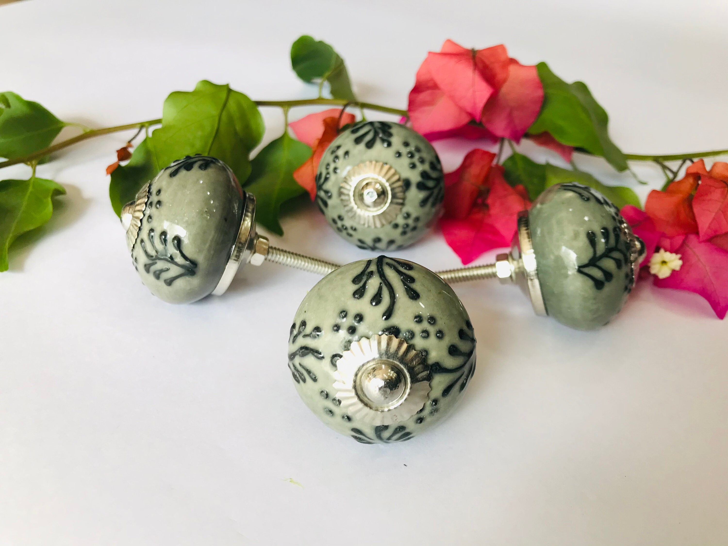 Schwarz-Weiß Handgemachte Designer Keramik Knäufe/Handbemalte | Etsy