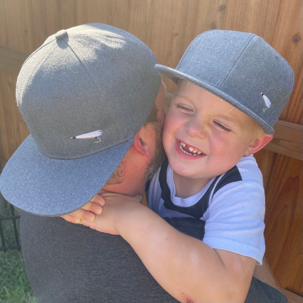 Matching Father/Son Flat-Billed Fly Fishing Hats with Optional Personalization