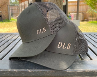 Matching Father/Son Trucker Hats with Custom Initials Personalization